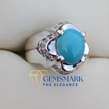 Natural Turquoise, 925 Sterling Silver Handmade Ring, Zircon, Feroza Gemstone