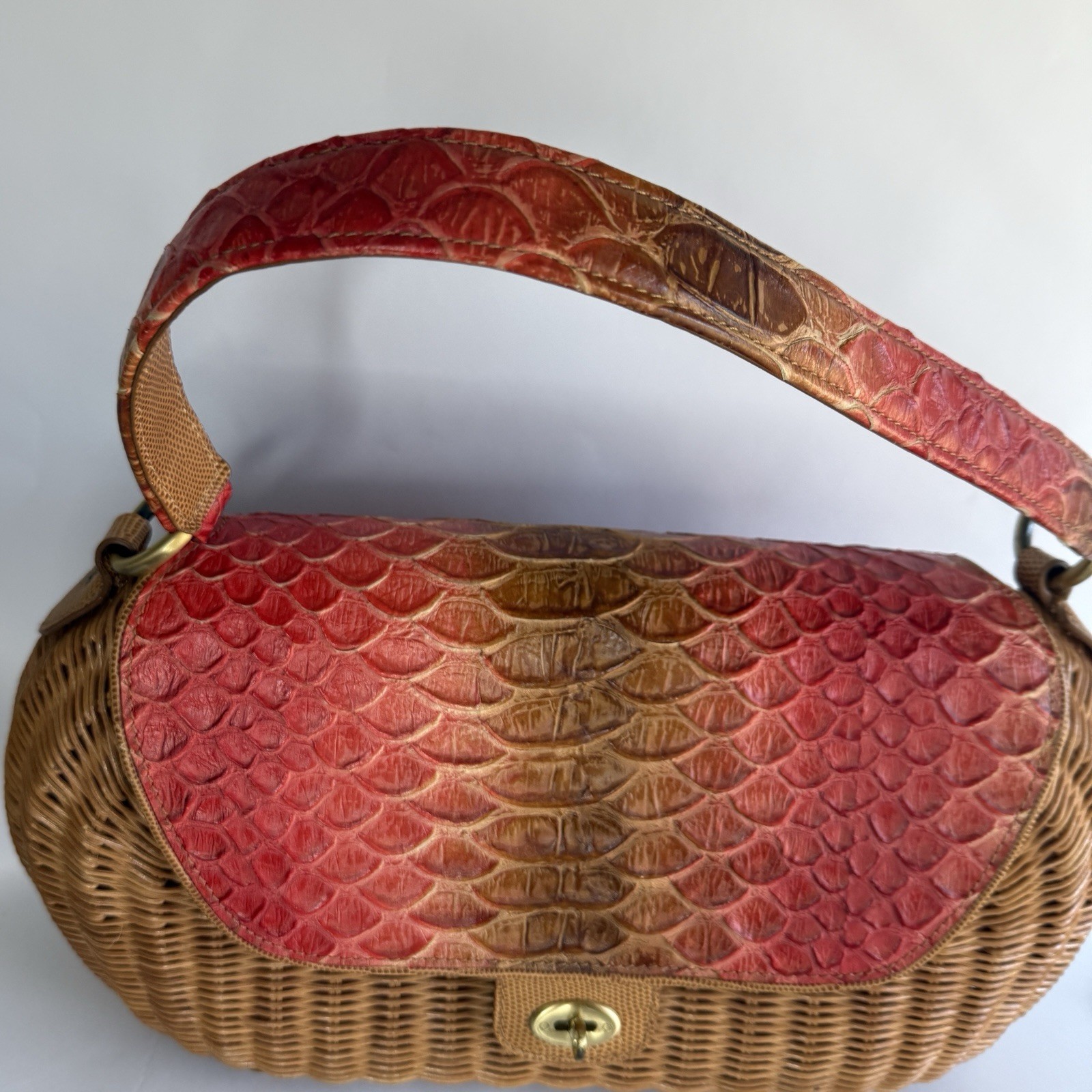 ERIC JAVITS wicker with python croc embossed leat… - image 5