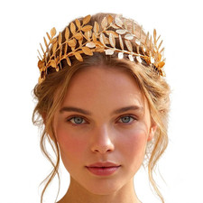 Gold Leaf Crown Greek Goddess Headband Laurel Headpiece for Women Gold, One Size