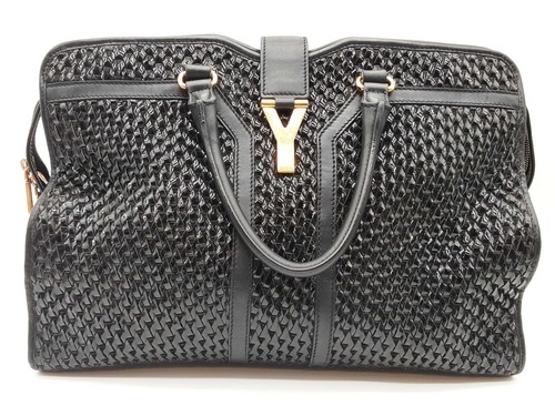 Yves Saint Laurent Ysl Cabas Chyc Black Braided Vinyl Duffle Bag Do0426pxzde