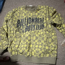 Billionaire Boys Club Men's Green Yellow Crewneck Sweatshirt Size XL