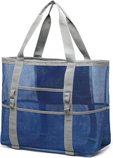 Mesh Beach Bag Family - Large Travel Tote Bag for Beach Pool Cruise 9 Pockets,