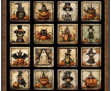 Quilting Treasures Jeepers Creepers 36″ Halloween Picture Patches Panel Black