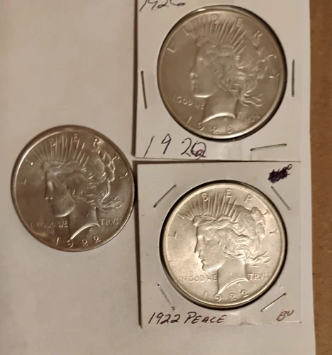 lot of three bu peace dollars
