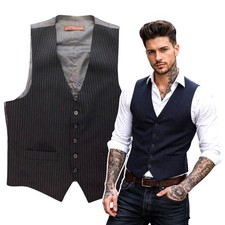 Vtg Levis Menswear Pinstripe Vest Size Medium Black Preppy Formal Tuxedo Classic