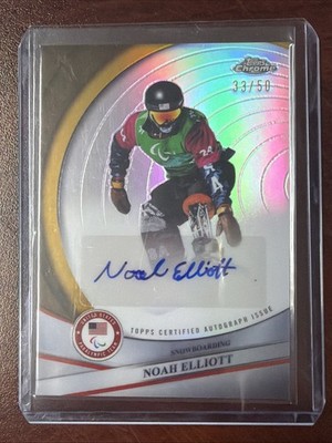 2026 Topps Chrome US Winter Olympic Noah Elliott Gold Refractor Auto /50 Mint🔥