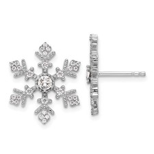 Sterling Silver Rhodium-plated Cubic Zirconia Crystal Snowflake Stud Earrings