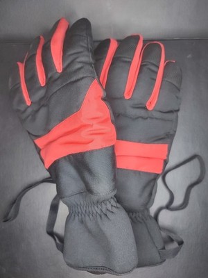Black and Neon-Red Winter Gloves
