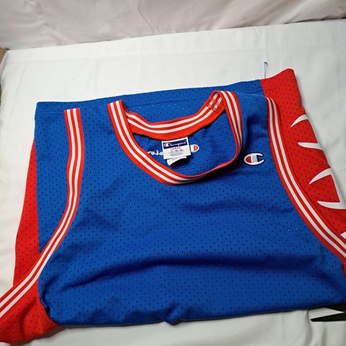 Vtg Retro Champion Mens Jersey Breathable Basketball Mesh Top Red Blue Size 44 L - Picture 12 of 15