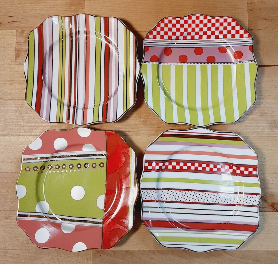 Set of 4- Rosanna Dessert Appetizer Plates 6” Abstract Designs- 3 Sets Available - Image 2 of 4