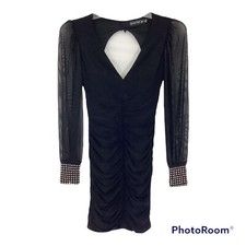 Crystal Doll Juniors' Long-Sleeve Bodycon Dress Small Black