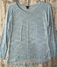 CHAMPION Elite Womens Size L Light Blue Knit Pullover Lightweight Sweatshirt L/S