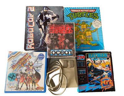 Commodore Amiga Spiele Bundle & Maus Robocop Batman Caped Crusader TMNT Turtles