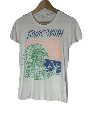 Sonic Youth Shirt White Short Sleeve Crew Neck Concert Shirt Alternative Rock S - Afbeelding 1 van 9