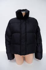 Balenciaga Womens Oversized Puffer Coat Cropped Size 34 Uk 6 Black Logo £2410