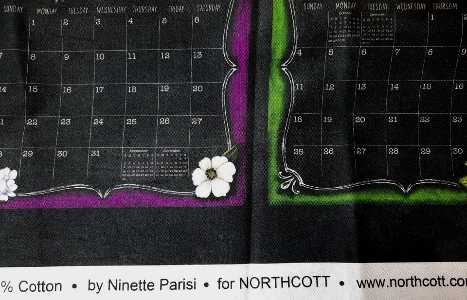 Panel de tela 28x44" 12 meses calendario cuadrados (2018) por Ninete Parisi NORTHCOTT Foto 3 de 4