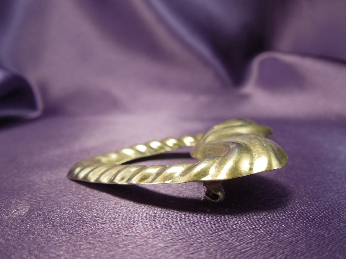 Large Vintage Sterling Silver Heart Vintage Pin Brooch CII TM