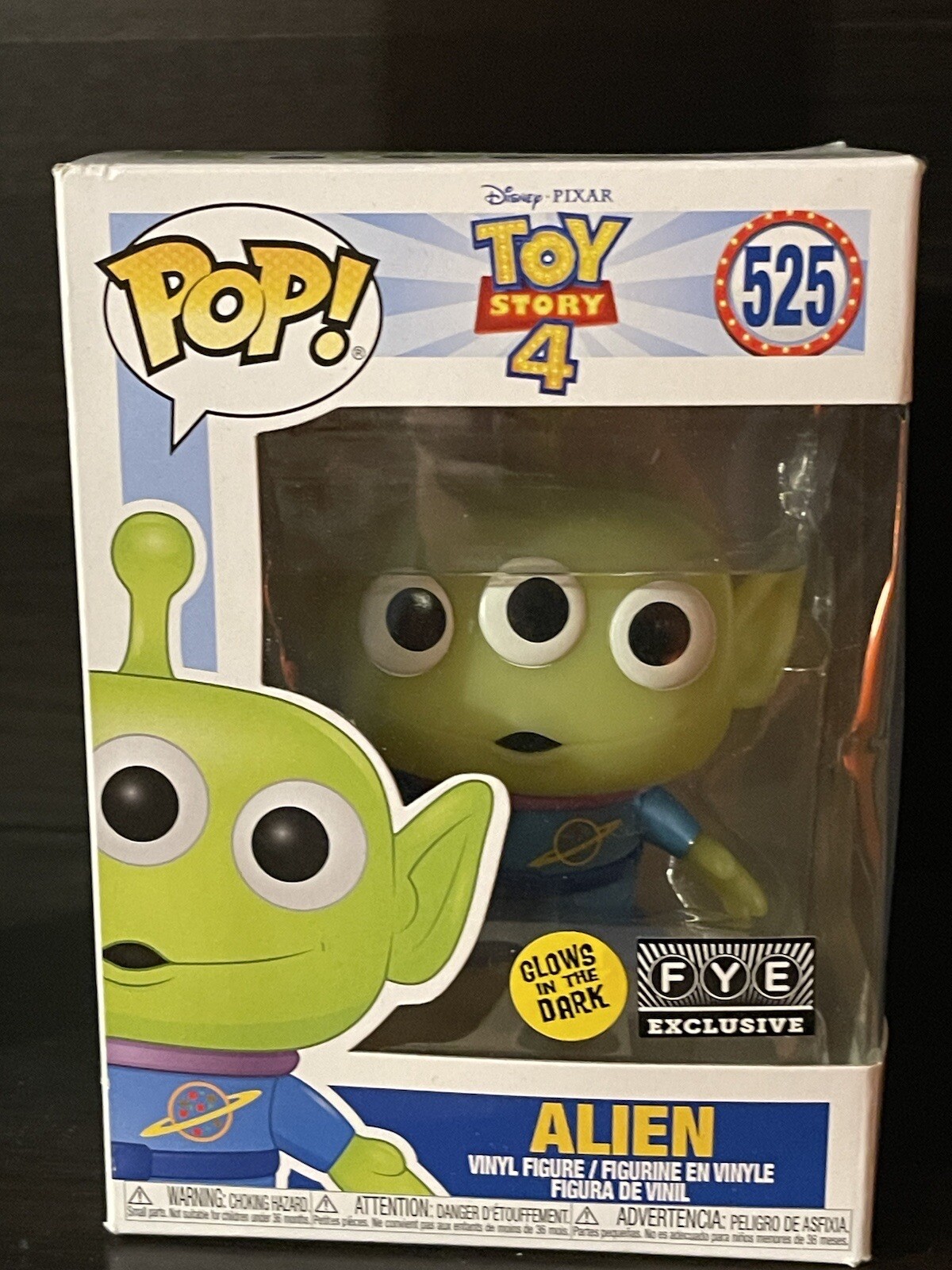 Funko Pop! Alien #525 Disney Pixar Toy Story 4 Fye Exclusive Glows In The Dark