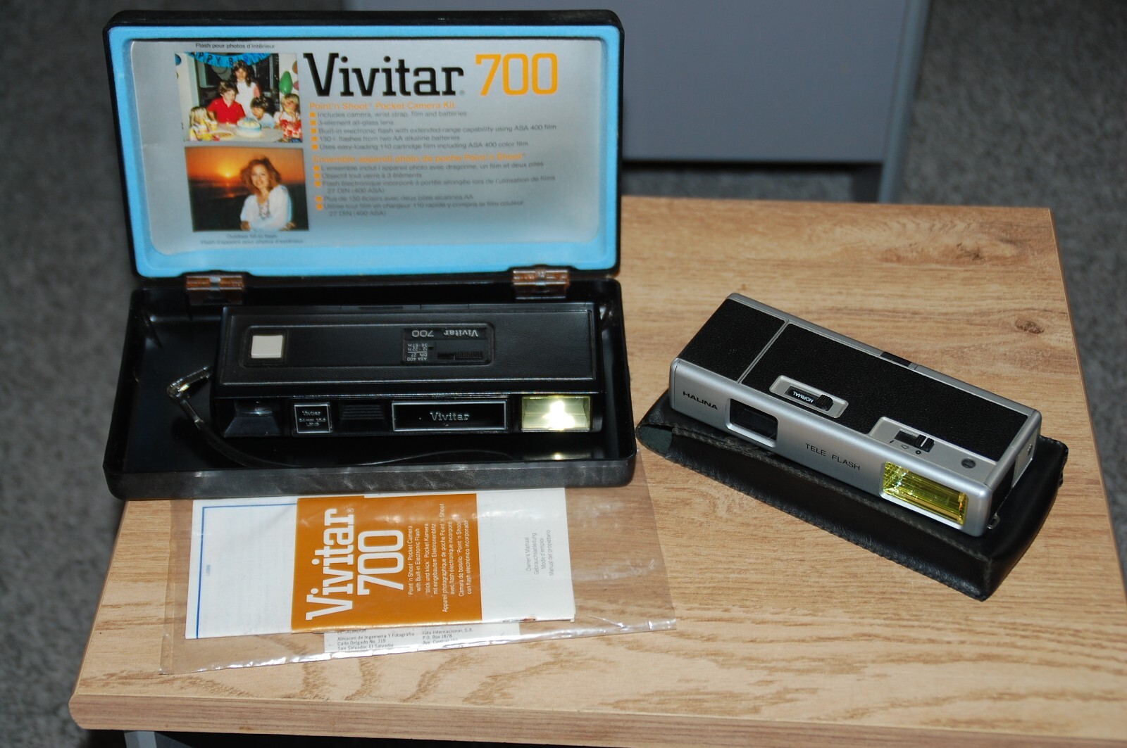 Vintage Vivitar 700 & Halina Tele Flash 110 Film Cameras Bundle