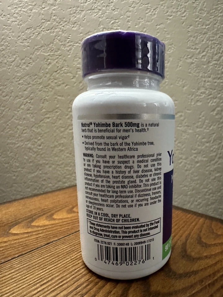Natrol Yohimbe Bark 500MG Men's Health, 90 Capsules 1 Pack - Изображение 3 из 4