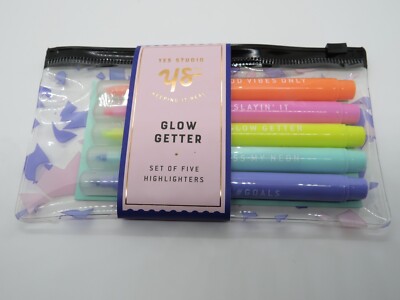 Tes Studio rainbow pastel Highlighter  Chisel Tip Pens  5 pens 12 sets