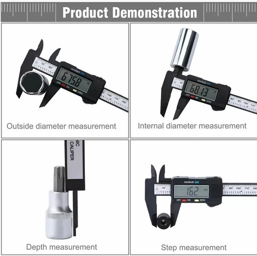 6'' LCD Digital Vernier Caliper Micrometer Measure Tool Gauge Ruler 150mm Black - Picture 2 of 4