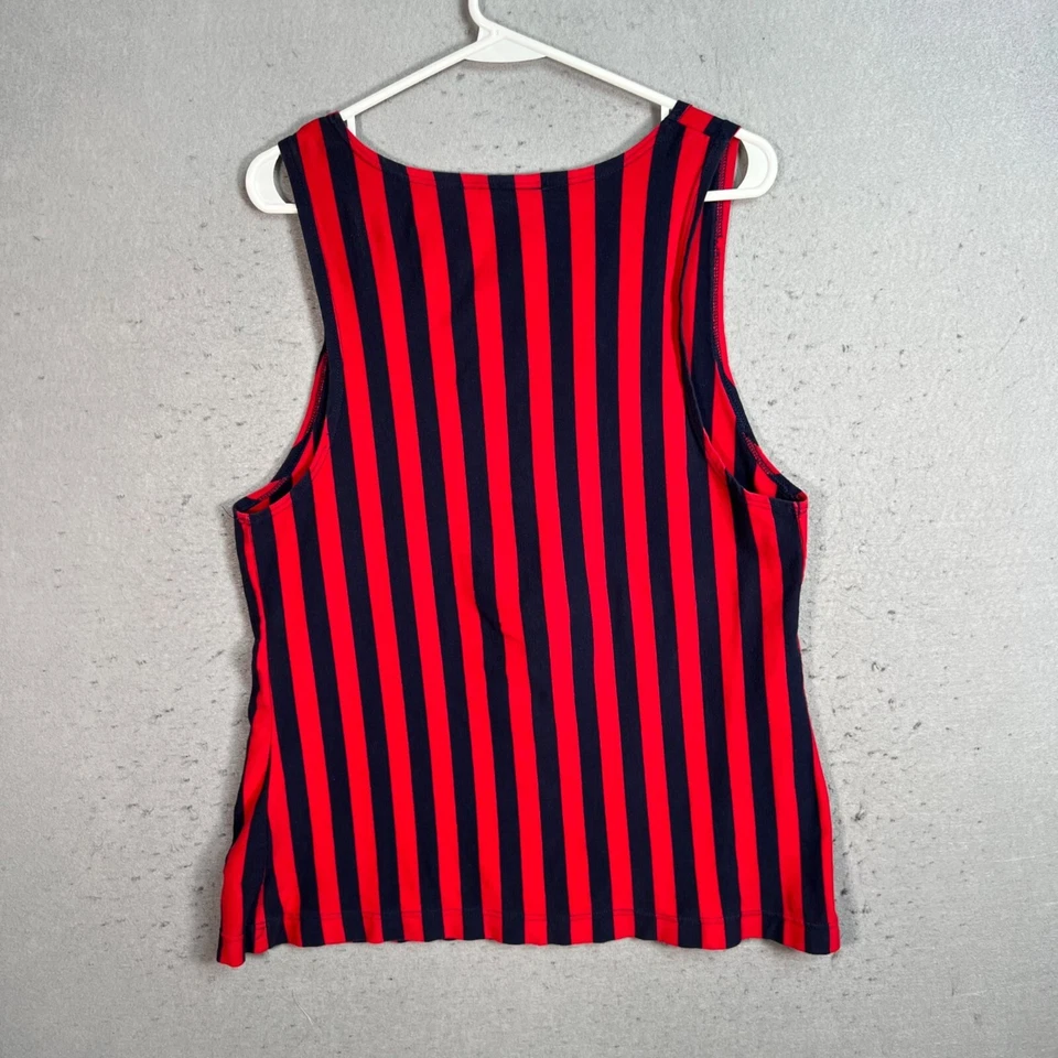 Regata feminina Tommy Hilfiger Athletic Gear listrada vermelha e marinha sem mangas GG - Imagem 2 de 4