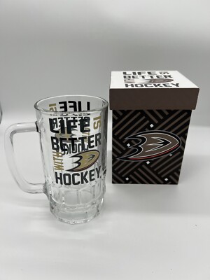 Anaheim Ducks Glass Tankard Cup with Gift Box 18 Oz. NHL Hockey Life is Better