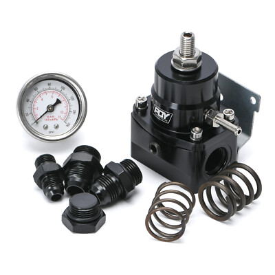 Black Adjustable Efi Fuel Pressure Regulator Bypass Gauge 6AN 8AN - Foto 4