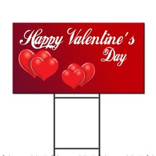 Happy Valentine'S Day Red Hearts Corrugated Plastic Yard Sign /FREE Stakes