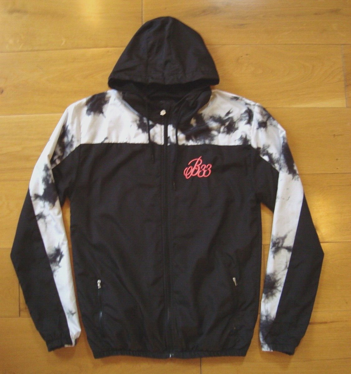 Mens UK M B33 Bee Inspired Windbreaker Front Zip Hooded Jacket