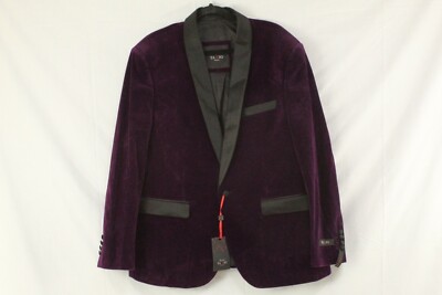 BESPOKE TAZZIO Men's Size 2XL Tuxedo Jacket One Button Color Purple Velvet NWT 