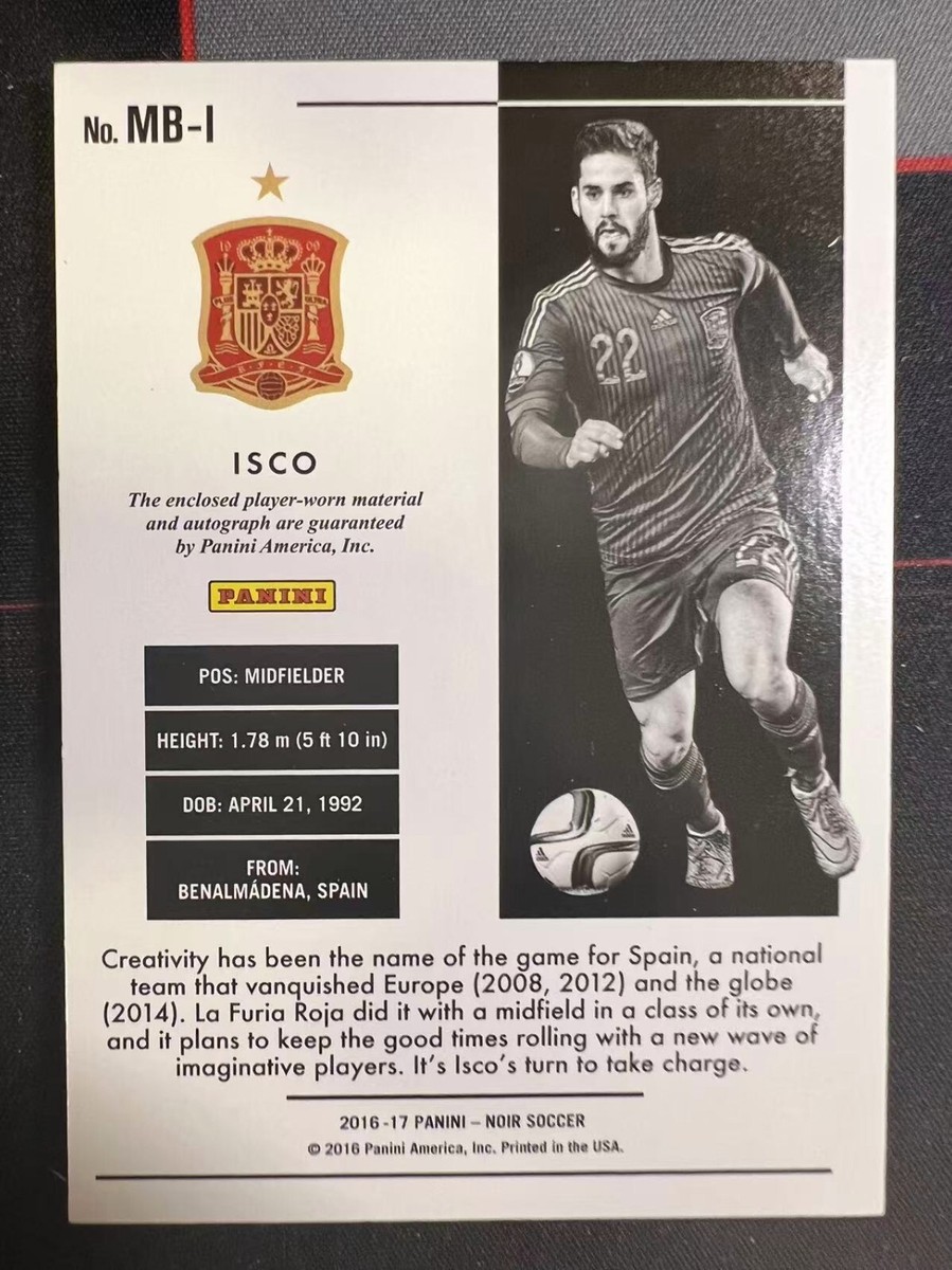 2016-17 Panini Noir Soccer Jersey Auto Card : Isco #28/65 | eBay