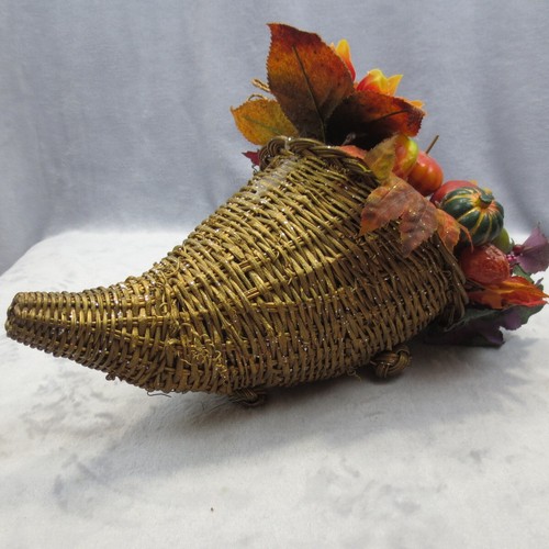 Thanksgiving Fall Autumn Cornucopia Centerpiece Arrangement Rustic Wicker Decor - 第 8/11 張圖片