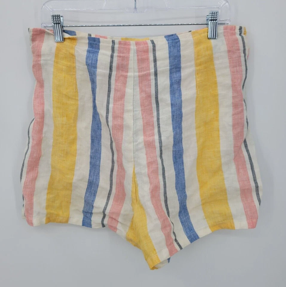 Pantalones Cortos C&C California Para Mujer 10 Coloridos Rayas Lino Bolsa de Papel Cintura Cinturón Boho Foto 2 de 4