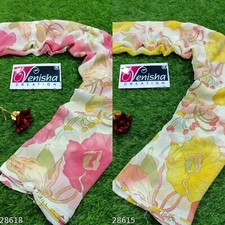 pure wetless fancy flower printed saree with Blouse