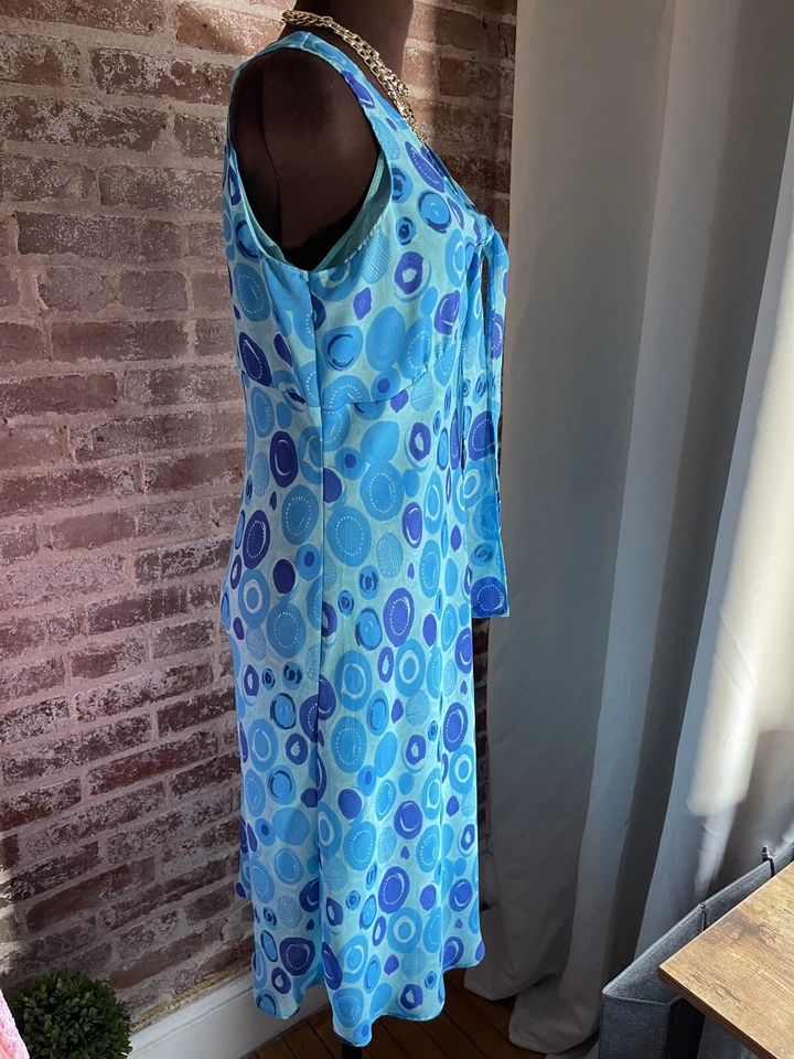 Vestido para mujer Expressions retro azul midi cambio de gasa sin mangas talla grande Foto 3 de 4