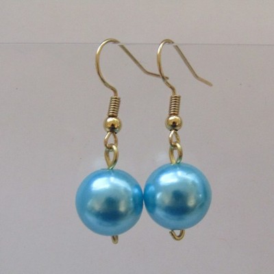 Blue Gold Tone Drop Earrings Chic Boho Beach Simple Summer Fashion Jewelry