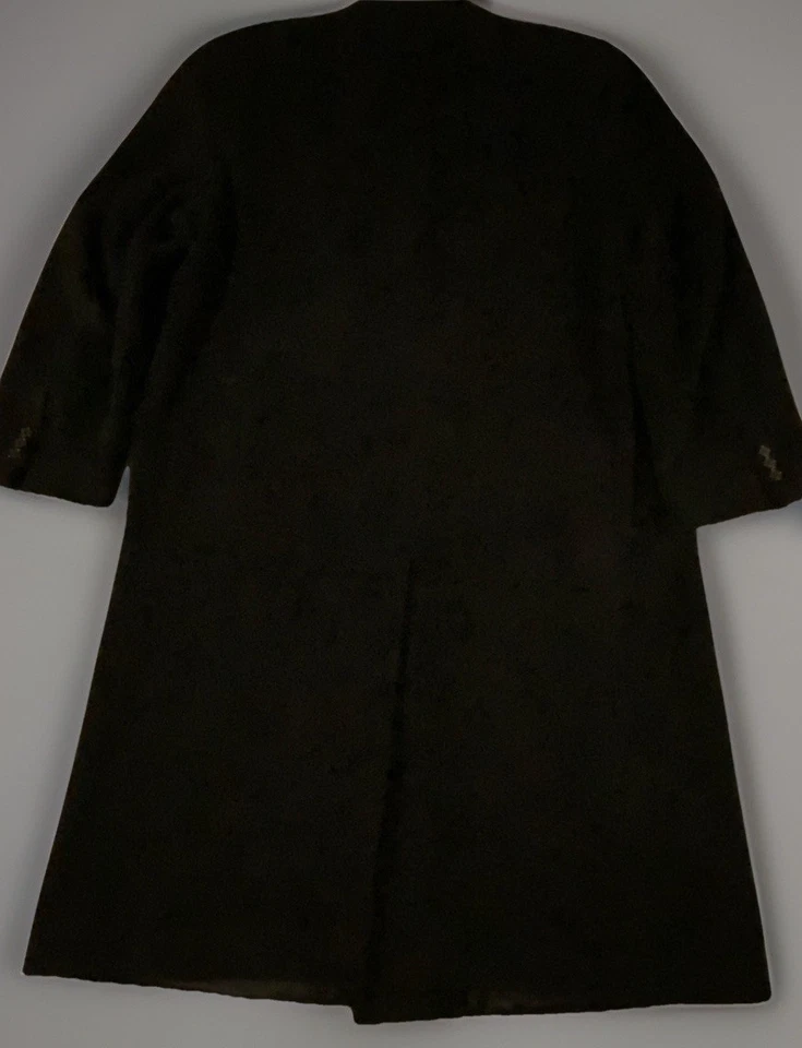 Roundtree & Yorke Black Wool Double Breasted Lined Trench Coat Men’s 46 - Image 2 of 4