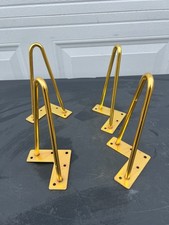 4PCS 12 Inch Hairpin Table Legs 1/2" Gold Metal 3-Rod for DIY Furniture