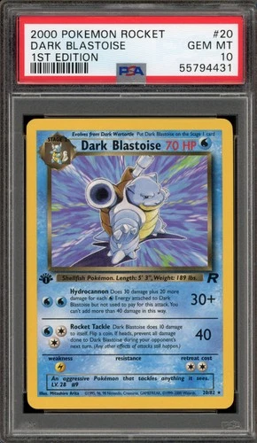 Pokemon Dark Blastoise Team Rocket 1st Edition NON Holo Rare #20 PSA 10 Gem Mint