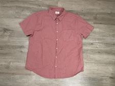 Mutual Weave Button Up Shirt Men's Sz 2XL Red Short Sleeve Cotton Blend