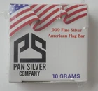 Pan Silver Company .999 Fine Silver 10 Gram Bar – American Flag Design