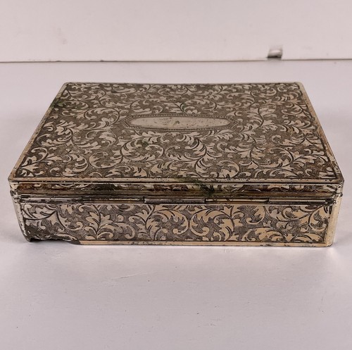 Vintage Japan Silver Embossed Cigarette Box 4.75x3.5 Ornate Trinket Box Antique - Picture 6 of 12