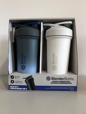 Blender Bottle Official Shaker Cups 740ml BPA Free Lockable Lid Pack of 2 White
