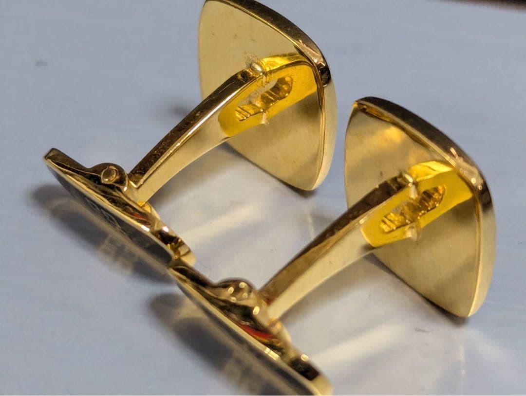 Givenchy Logo Square Button Cufflinks Gold Black … - image 3