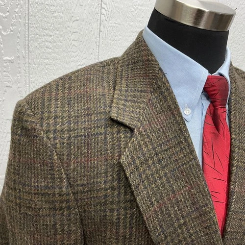 Veg New 42R Robert Stock 100% Wool Tweed Glen Check Plaid Blazer Sport Coat Mens