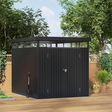 8.5x6.5ft Pent Large Metal Garden Shed Outdoor Bike Tool Storage House 2 Door UK
