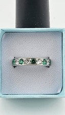 Sterling Silver Ring Size 6 Green Stones N Clear, Great Gift.