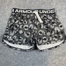 Under Armour Girls Animal Print Athletic Shorts Size YLG 14-16 Black  Gray
